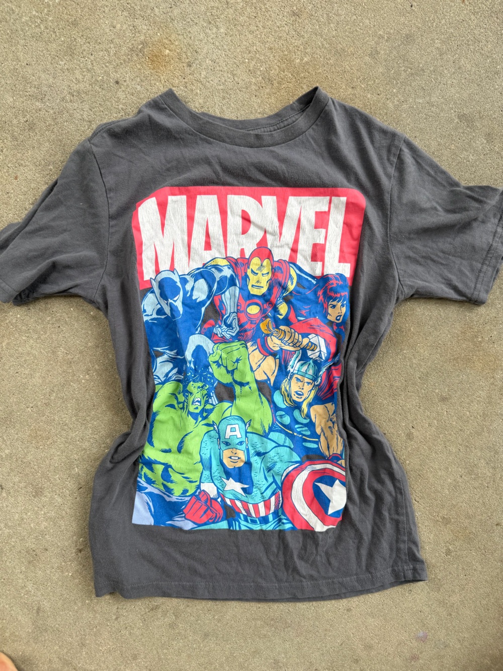 Marvel Kids Black Graphic Superhero Tee with Red and Green Accents